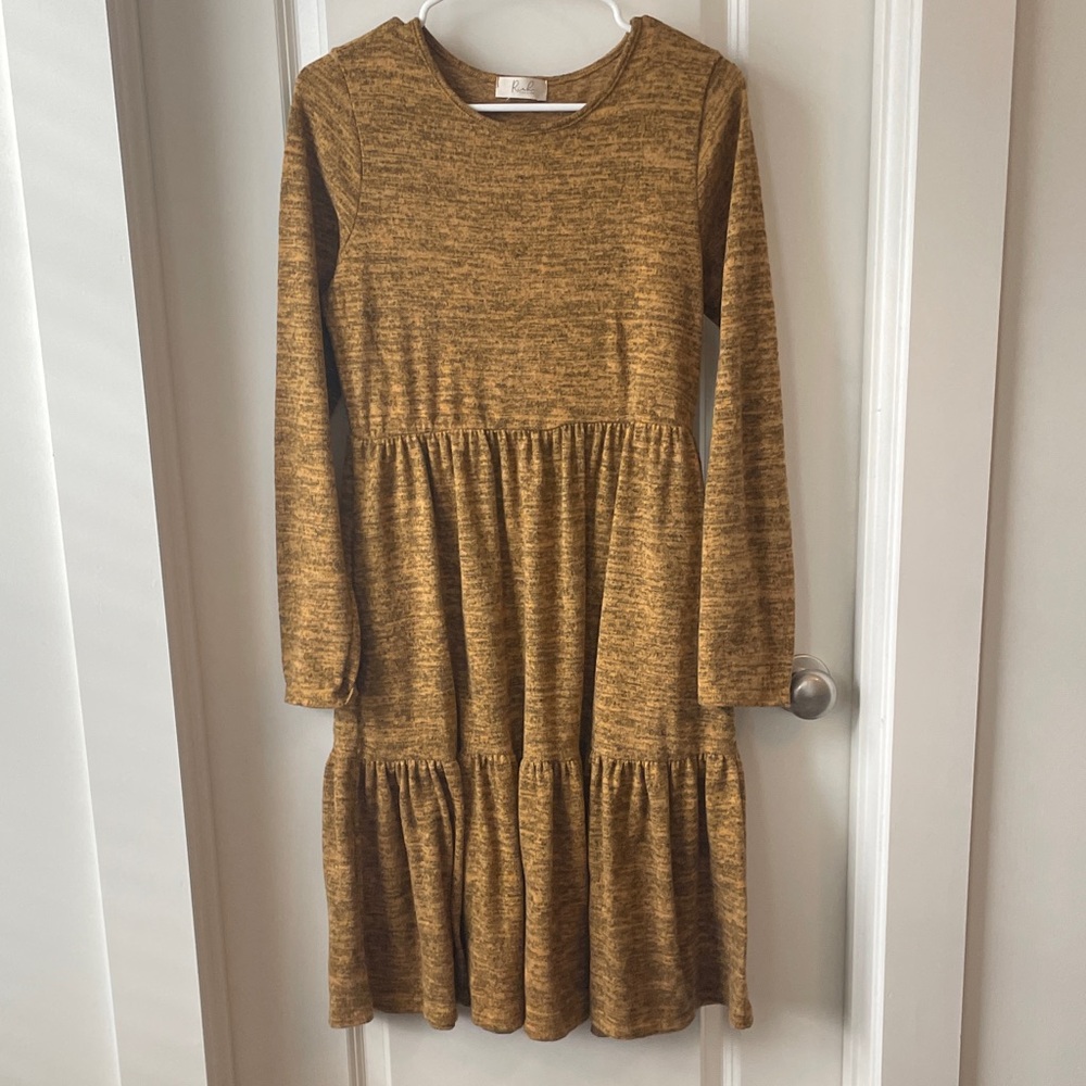 Stylish Mustard long sleeve Midi Dress